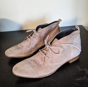 Alberto Fermani Beige Suede Lace Up Ankle Boots Sz 39.5